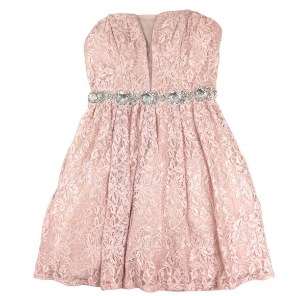 Shimmer Blush Pink Lace Party Strapless Dress 5 Barbie - Picture 1 of 8